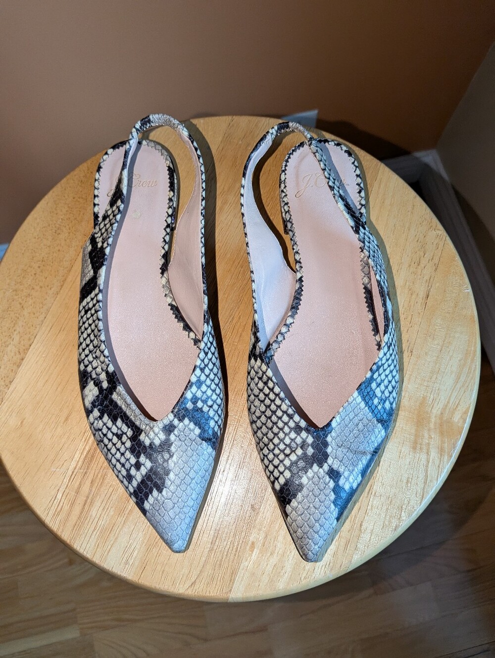 J. Crew Women’s Sophia Slingback Flat- Snake Print Size 7